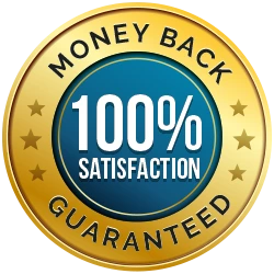 100% satisfaction money-back guarantee badge
